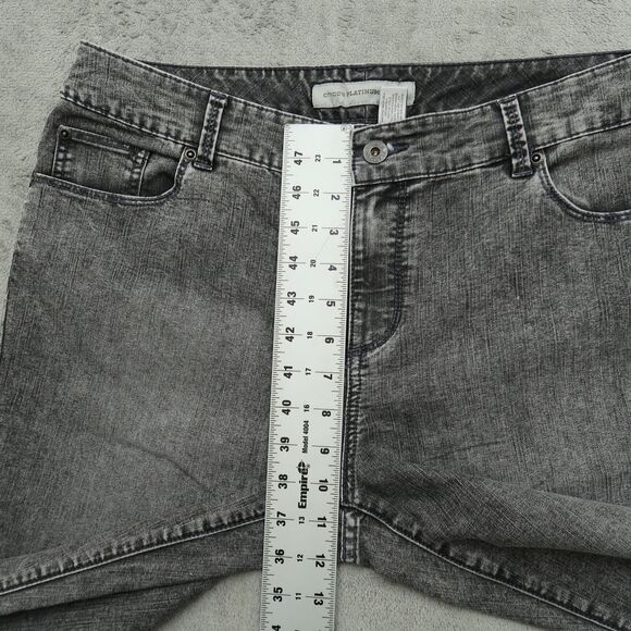 Chico's Platinum Jeans Womens US-12S Gray Mid-Rise Straight Slim Leg 29" Inseam - Picture 6 of 13